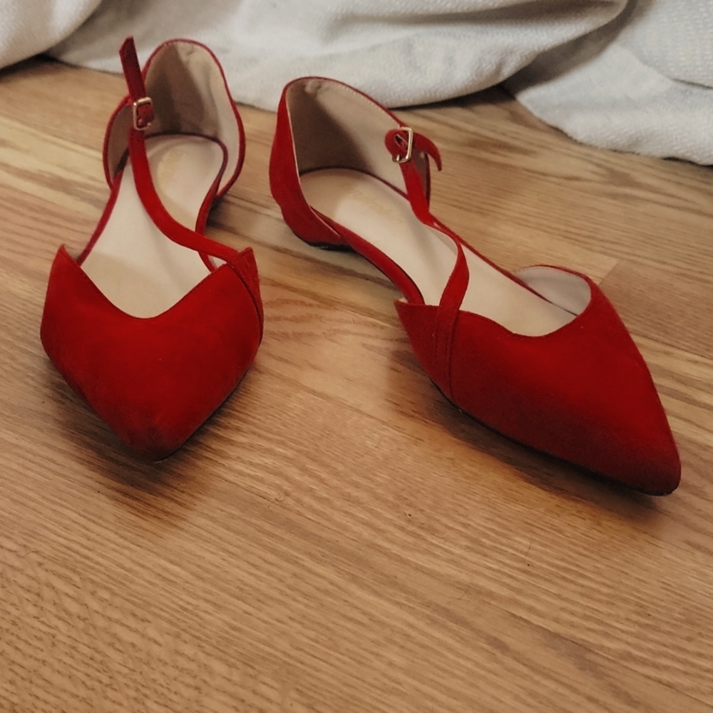 Anthropologie Red Flats